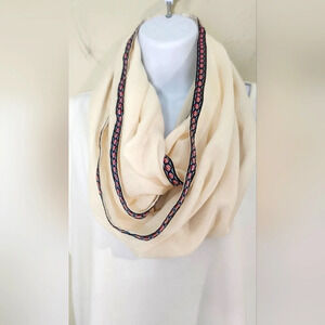 Ivory Infinity‎ Scarf Colorful Ribbon Edging Pink Blue Feminine